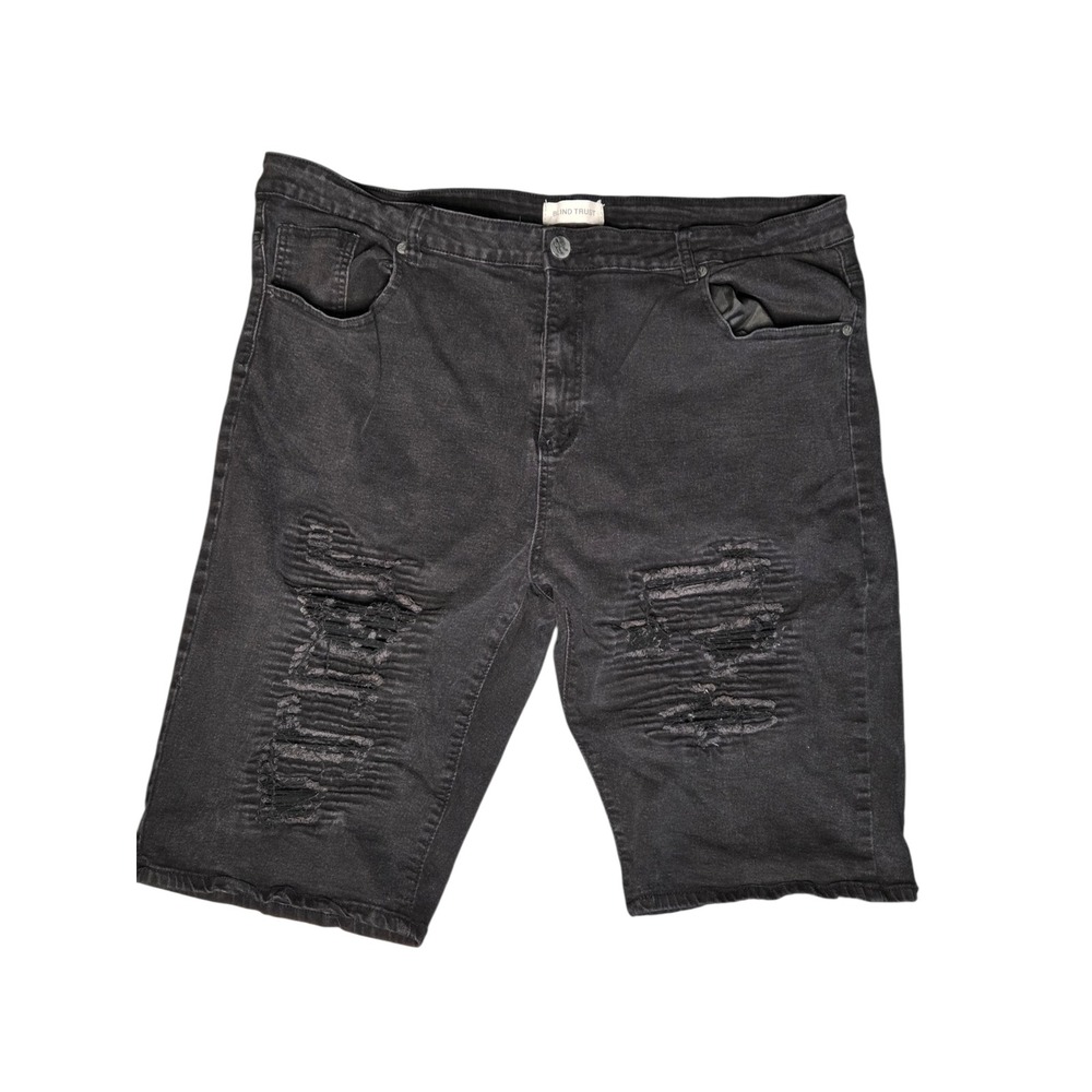 Blind Trust Mens Distressed Moto Denim Shorts Black Size 44 Ripped Stretch